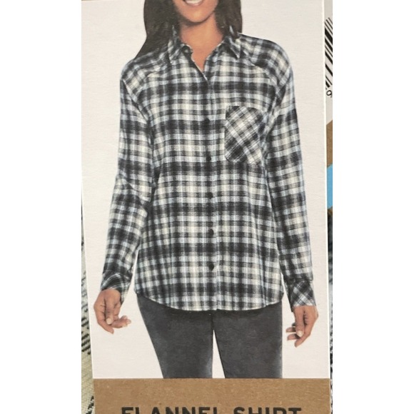 Eddie Bauer Tops - Eddie Bauer‎ New Women's Plaid Button-Up Firelight Flannel Shirt  Size XL New